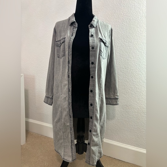 Ci Sono Women's Gray Long Denim Jacket - Picture 3 of 12